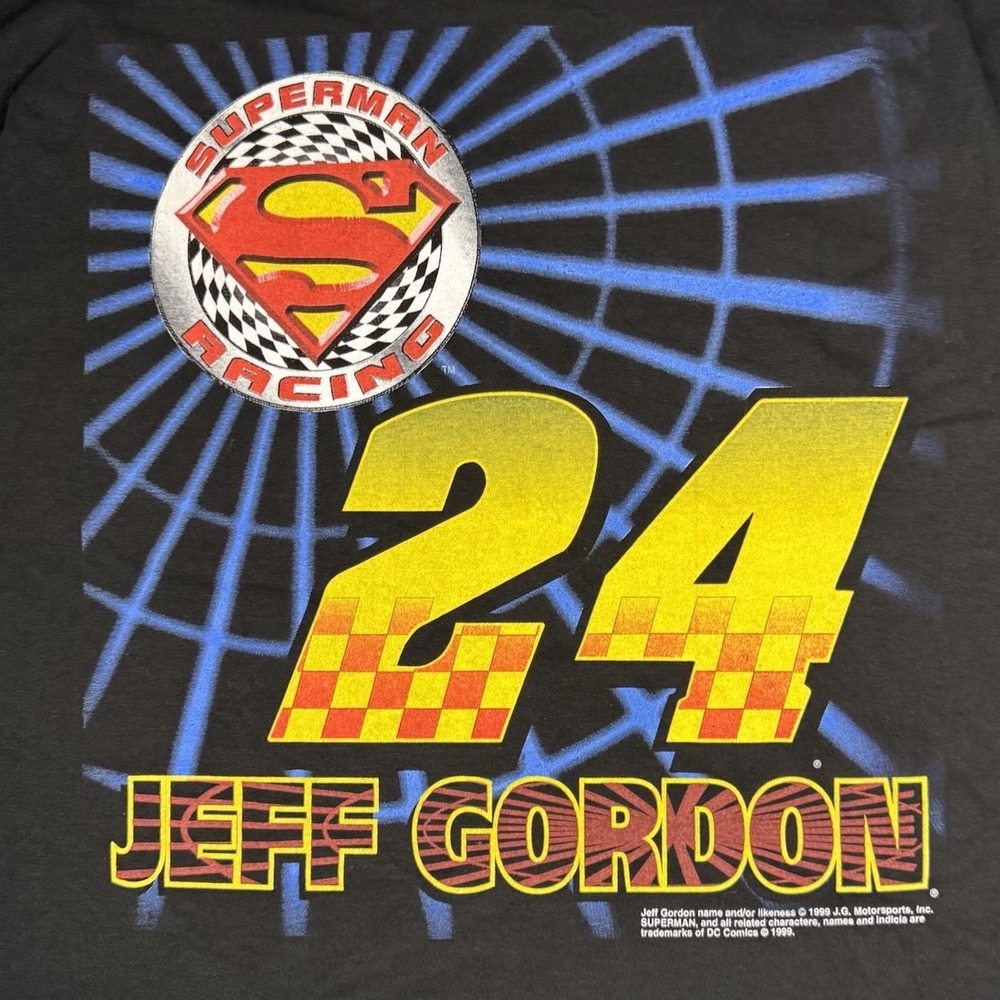 Vintage 1999 Jeff Gordon Superman A Galaxy Saved NASCAR AOP T-Shirt Size Large - Picture 4 of 10